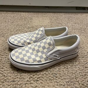 Light blue & white checkered vans